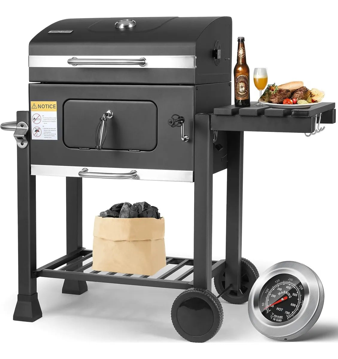 Parrilla móvil Lüsqtoff PAR-61 1.08m de ancho 1.145m de alto 60cm de profundidad negra