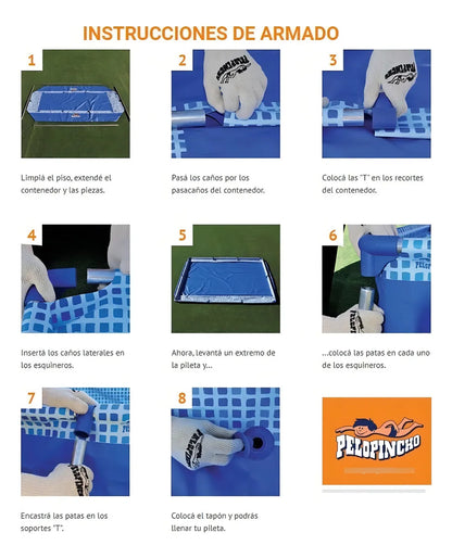 Pileta estructural rectangular Pelopincho 1030 con capacidad de 1500 litros 2.4x1.55 m